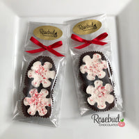 12 SNOWFLAKE Candy Cane Peppermint with Dark Chocolate Party Favors