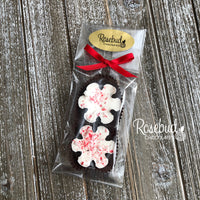 12 SNOWFLAKE Candy Cane Peppermint with Dark Chocolate Party Favors