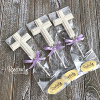 12 CROSS Cube Chocolate Lollipops Religious Candy Party Favors