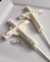 12 CROSS Large Chocolate Lollipop Religious Candy Party Favors