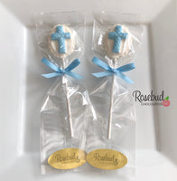 12 CROSS Chocolate Oval Lollipops Religious Candy Party Favors