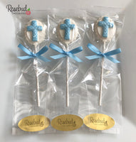 12 CROSS Chocolate Oval Lollipops Religious Candy Party Favors