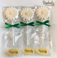 12 DAISY Chocolate Lollipop Candy Party Favors Flowers