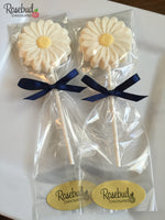 12 DAISY Chocolate Lollipop Candy Party Favors Flowers