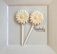 12 DAISY Chocolate Lollipop Candy Party Favors Flowers