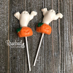 12 GHOST & PUMPKIN Chocolate Lollipop Halloween Candy Party Favors