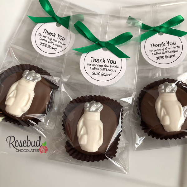 12 GOLF BALL BAG Chocolate Covered Oreo Cookie Party Favors Thank You Custom Tag