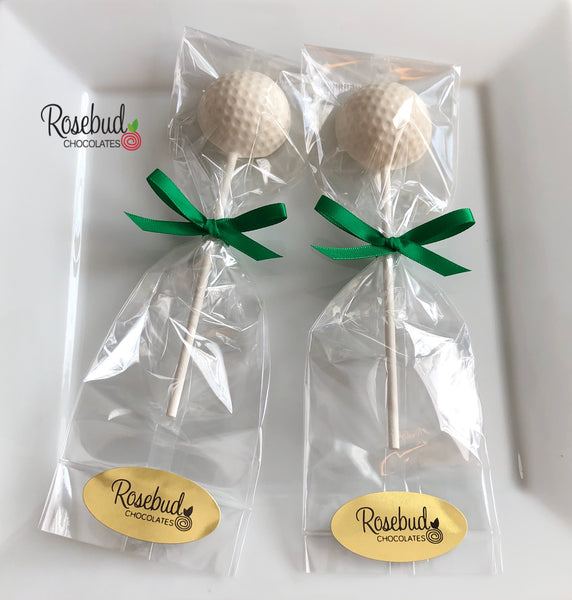12 GOLF BALL Chocolate Lollipop Candy Sports Party Favors