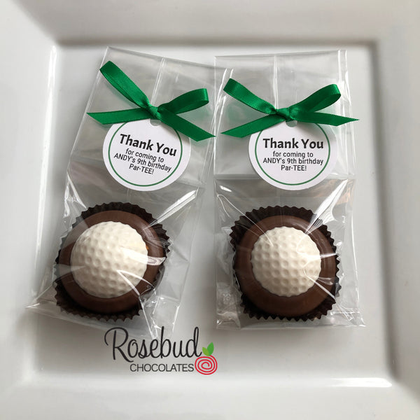 12 GOLF BALL Chocolate Covered Oreo Cookie Party Favors Personalized Tags