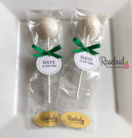 12 GOLF BALL Chocolate Lollipops Sports Birthday Party Favors Personalized Tags