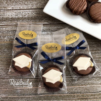 12 GRADUATION CAP with GOLD TASSEL Chocolate Covered Oreo Cookie Candy Party Favors