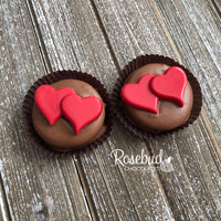 12 DOUBLE HEARTS Chocolate Covered Oreo Cookie Candy Party Favors