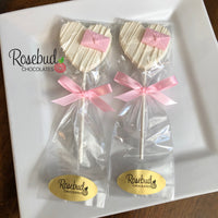 12 LOVE LETTER Chocolate Heart Shaped Lollipop Candy Party Favors