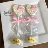 12 LOVE LETTER Chocolate Heart Shaped Lollipop Candy Party Favors