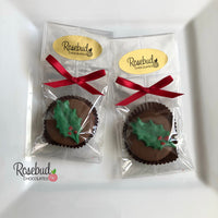 12 Green HOLLY Chocolate Covered Oreo Cookie Candy Christmas Holiday Party Favors