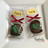 12 Green HOLLY Chocolate Covered Oreo Cookie Candy Christmas Holiday Party Favors