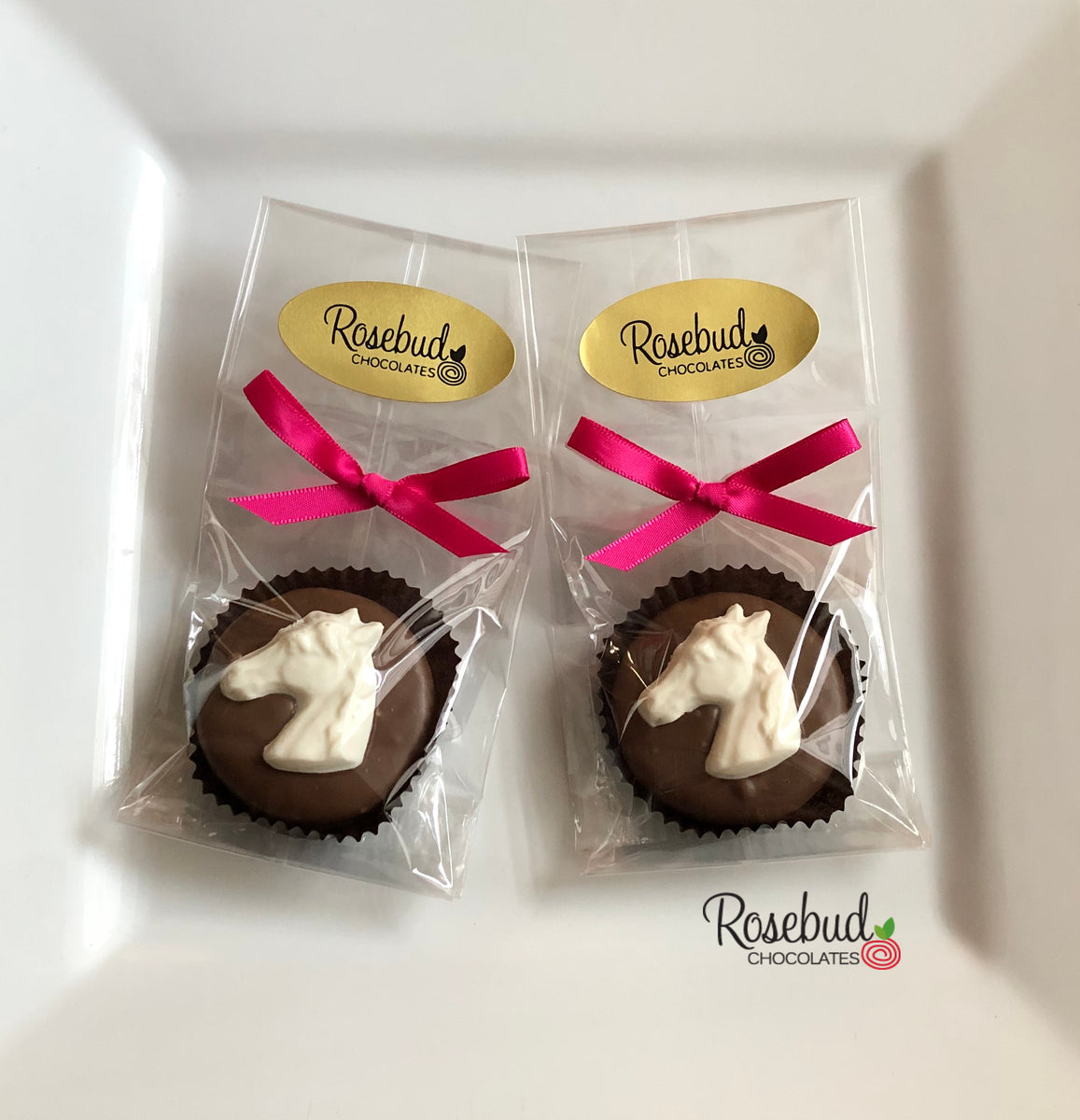 12 HORSE Chocolate Covered Oreo Cookie Candy Party Favors Rosebud