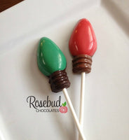 12 Christmas LIGHT BULB Chocolate Lollipop Candy Winter Holiday Party Favors