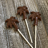 12 PALM TREE Chocolate Lollipops Candy Party Favors