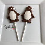 12 PENGUIN Large Chocolate Lollipops Candy Animal Party Favors