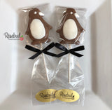 12 PENGUIN Large Chocolate Lollipops Candy Animal Party Favors