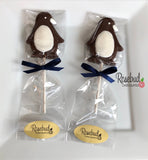 12 PENGUIN Large Chocolate Lollipops Candy Animal Party Favors