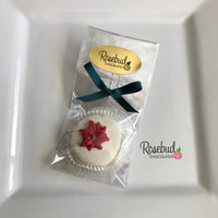 12 POINSETTIA White Chocolate Covered Oreo Cookie Candy Christmas Holiday Party Favors
