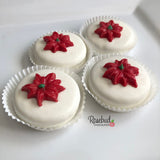 12 POINSETTIA White Chocolate Covered Oreo Cookie Candy Christmas Holiday Party Favors