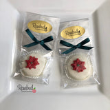 12 POINSETTIA White Chocolate Covered Oreo Cookie Candy Christmas Holiday Party Favors