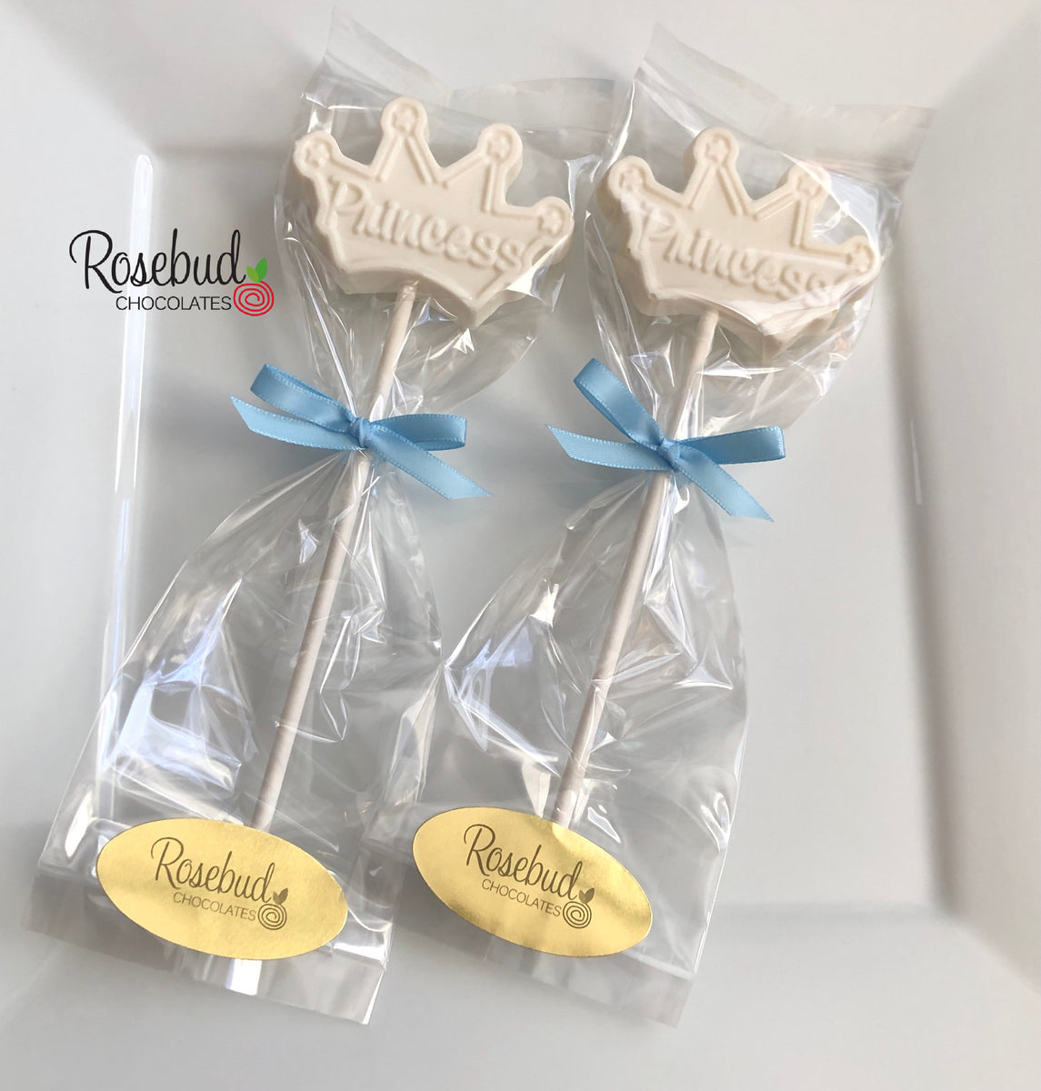 12 PRINCESS TIARA Chocolate Lollipop Birthday Party Favors Rosebud