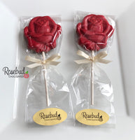 12 ROSE Bloom Chocolate Lollipop Flowers Wedding Birthday Party Favors