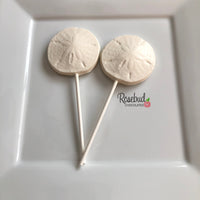 12 SAND DOLLAR Chocolate Lollipops Candy Party Favors Nautical Beach Theme