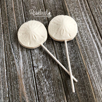 12 SAND DOLLAR Chocolate Lollipops Candy Party Favors Nautical Beach Theme