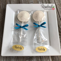 12 SAND DOLLAR Chocolate Lollipops Candy Party Favors Nautical Beach Theme