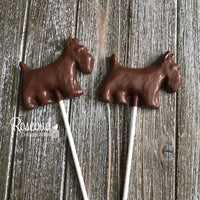 12 SCOTTISH TERRIER Dog Chocolate Lollipop Birthday Party Favors Scottie