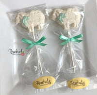 12 SHEEP Large Chocolate Lollipops Candy Animal Party Favors