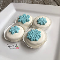 12 SNOWFLAKE Chocolate Covered Oreo Cookie Christmas Holiday Party Favors