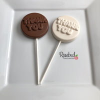 12 THANK YOU Chocolate Lollipop Candy Party Favors