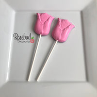 12 TULIP Chocolate Lollipop Candy Flowers Party Favors