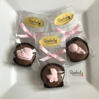 12 Assorted BABY ITEMS Chocolate Covered Oreo Cookie Favors Diaper Pin Rocking Horse Booties Buggy