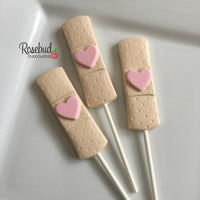 12 BAND-AID Chocolate Lollipop Candy Party Favors Heart