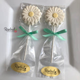 12 DAISY Chocolate Lollipop Candy Party Favors Flowers