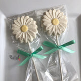 12 DAISY Chocolate Lollipop Candy Party Favors Flowers