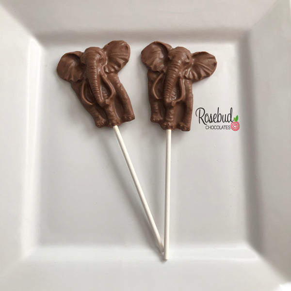 12 Jungle ELEPHANT Chocolate Lollipops Candy Birthday Party Favors Animal Theme
