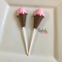 12 ICE CREAM CONE Chocolate Lollipops Candy Birthday Party Favors