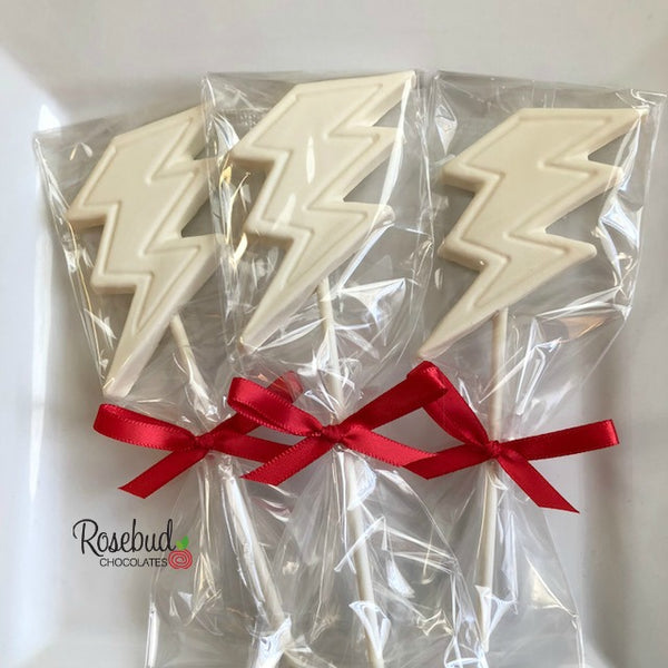 12 LIGHTNING BOLT Chocolate Lollipops Candy Birthday Party Favors