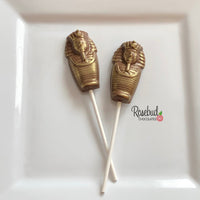 12 PHARAOH Chocolate Gold Dusted Lollipop Candy Party Favors Egyptian Theme Birthday