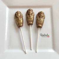 12 PHARAOH Chocolate Gold Dusted Lollipop Candy Party Favors Egyptian Theme Birthday