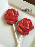 12 ROSE Bloom Chocolate Lollipop Flowers Wedding Birthday Party Favors