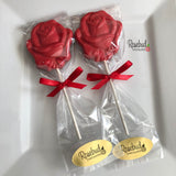 12 ROSE Bloom Chocolate Lollipop Flowers Wedding Birthday Party Favors